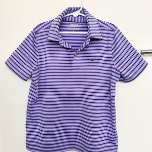 Vineyard Vines Boys Performance Purple Striped polo size 7